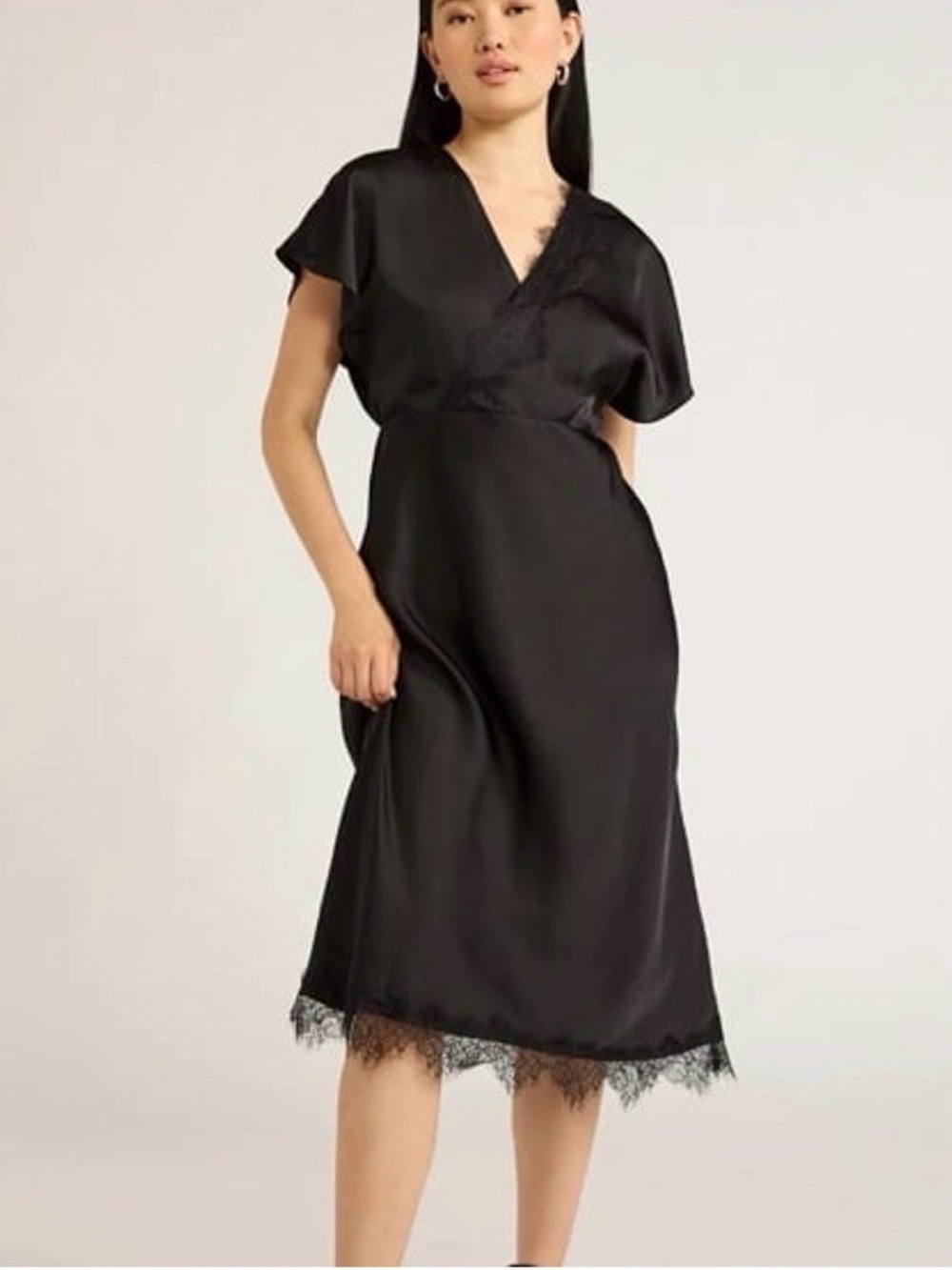 NWT Scoop V-Neck Eyelash Lace Midi Dress M Size 8-10